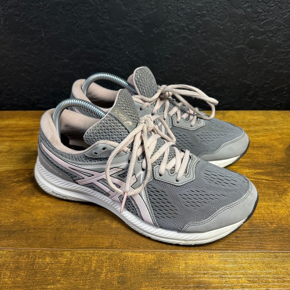 ASICS GEL-Contend 7 1012A910 Grey Pink Mesh Running Shoes Womens 9.5 Wide